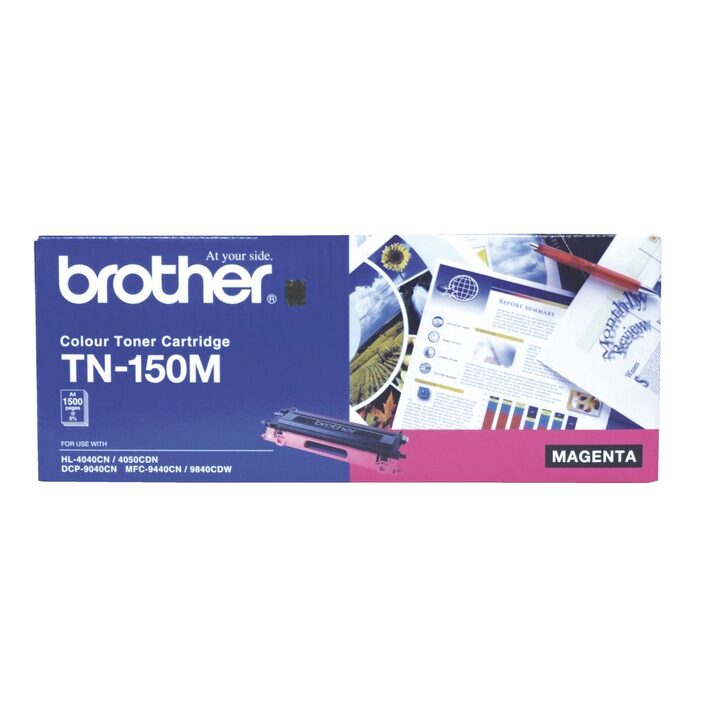 TN-150M COLOUR LASER TONER - STANDARD MAGENTA TONER CARTRIDGE TO SUIT HL-4040CN/4050CDN, DCP-9040CN/9042CDN, MFC-9440CN/9450CDN/ 9840CDW - 1500 pages TN-150M COLOUR LASER TONER - STANDARD MAGENTA TONER CARTRIDGE TO SUIT HL-4040CN/4050CDN, DCP-9040CN/9042CDN, MFC-9440CN/9450CDN/ 9840CDW - 1500 pages